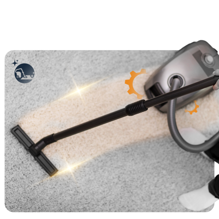 فني من شركة ستار فاب يستخدم مكنسة احترافية لتنظيف السجاد والموكيت بالرياض